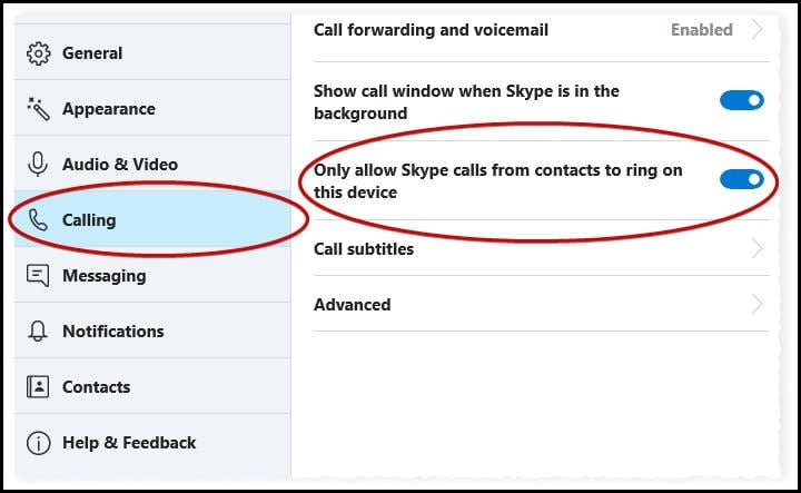 Skype Only Allow Contacts